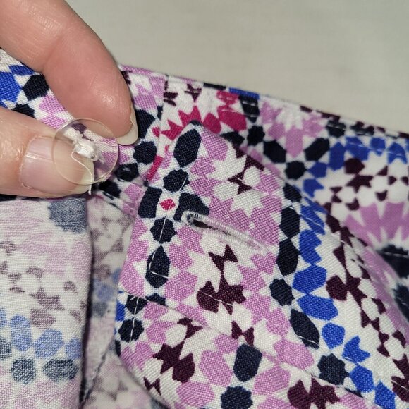 Loft Linen Wrap Skirt Women 10 Pink Blue Mosaic Floral Midi Linen/Viscose New - Picture 7 of 14